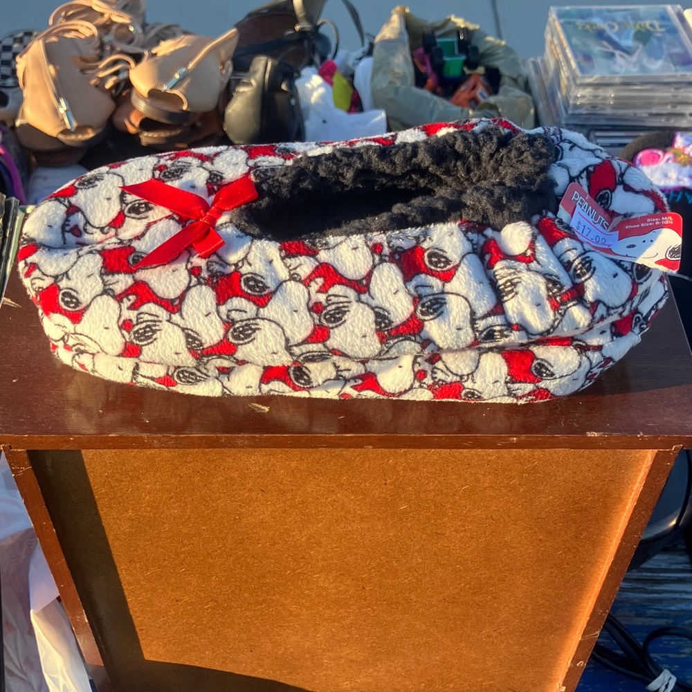 Peanuts Snoopy Slippers with Red and Black Accents